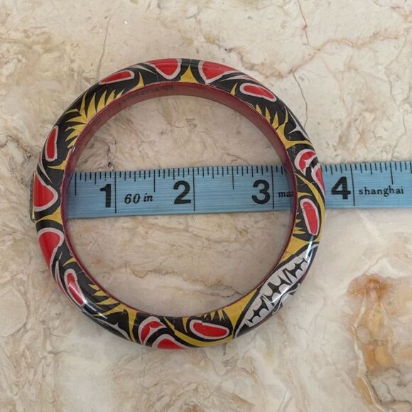 Paul Windsor Haisla First Nations “Brown Bear” Painted Wooden Bangle Bracelet - Picture 7 of 8